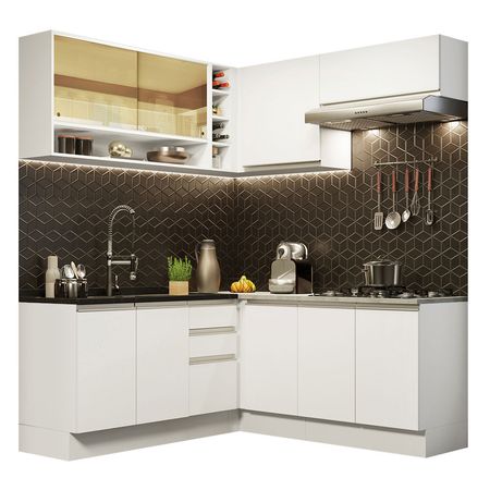 Mueble de Cocina Integral Esquinero Glamy 349 cm Blanco 02