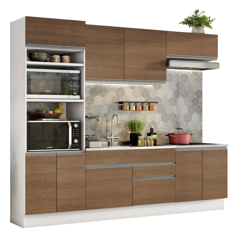 Mueble de Cocina Integral Glamy 270 cm Blanco/Marrón 13