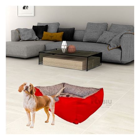 Cama Canina Comoda Talla M en Color Rojo Y+Papel de Regalo