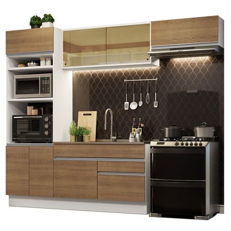 Mueble de Cocina Integral Glamy 270 cm Blanco/Marrón 11