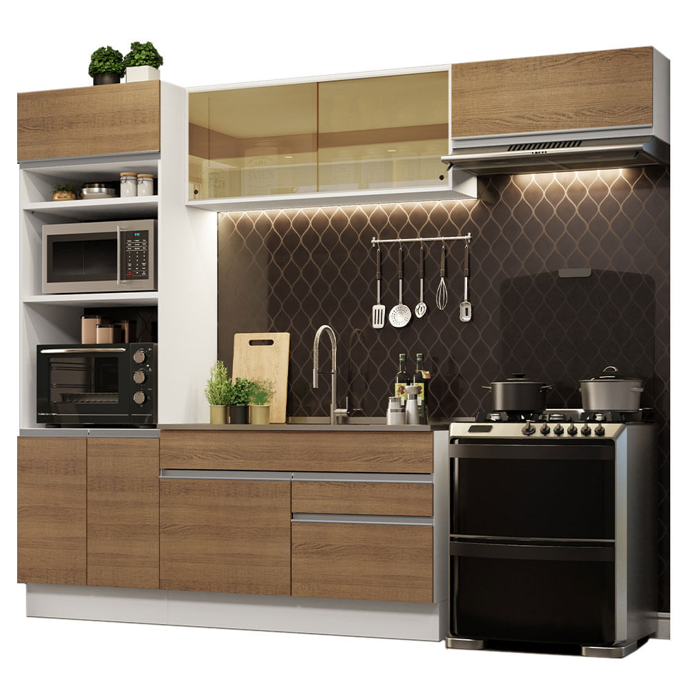 Mueble de Cocina Integral Glamy 270 cm Blanco/Marrón 11