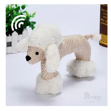 Peluche Suave Forma de Perro con Sonido de Color Blanco