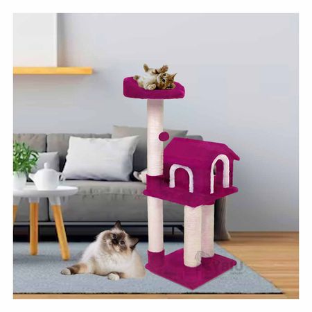 Gimnasio de 3 Pisos para Cats Color Fucsia Y+Papel de Regalo