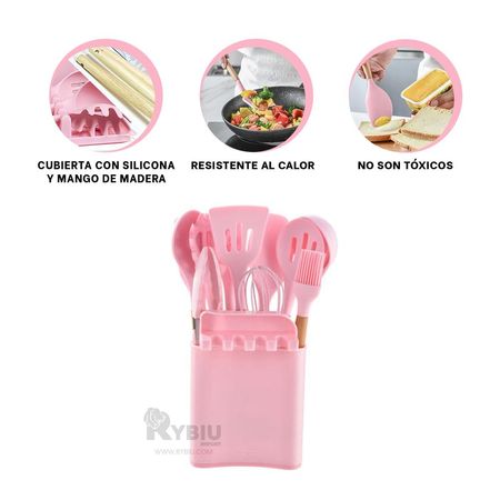 Utensilios Durables de Color Rosado Y+Banderitas Adhesivas