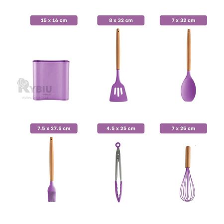 Utensilios Durables de Color Lila Y+Banderitas Adhesivas