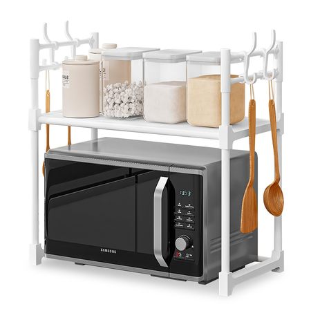 Estante Organizador 2 Niveles de Cocina para Microondas Blanco GQ8