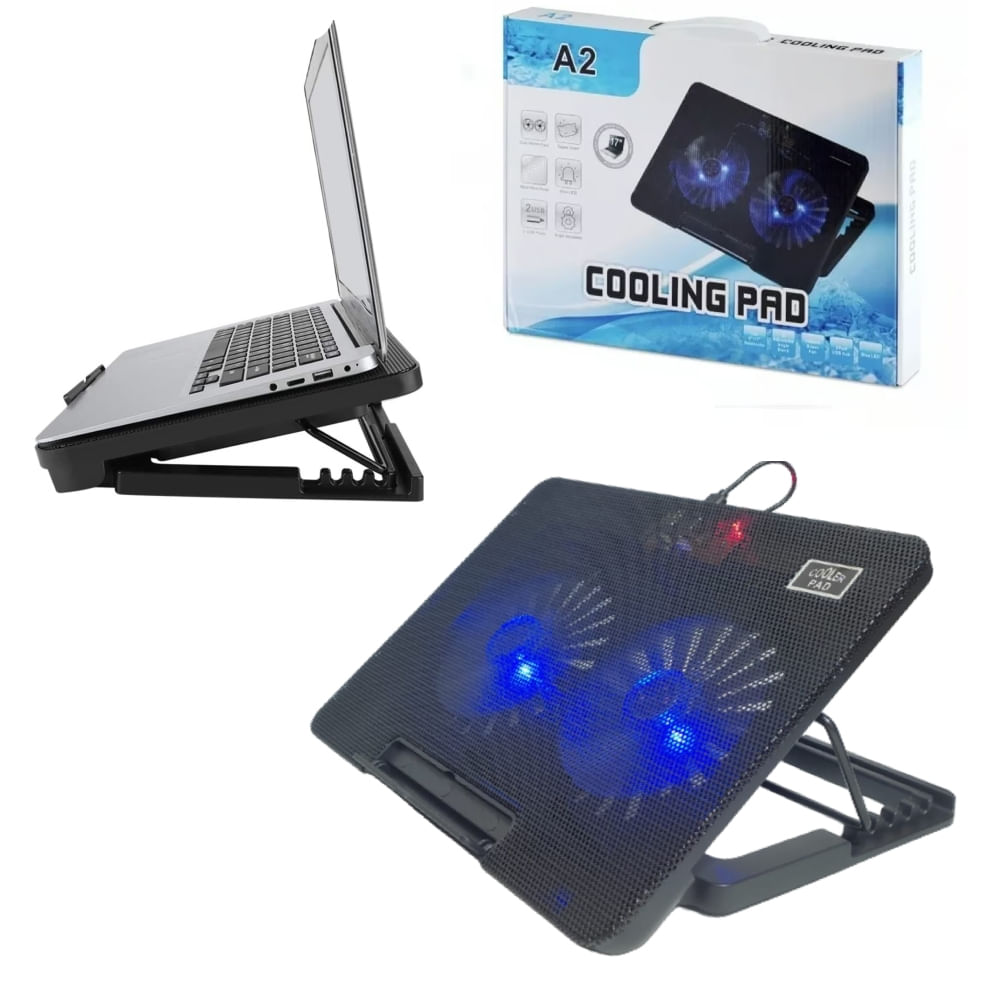 Soporte Cooler Base Para Laptop Portátil 2 Ventiladores 5 Niveles