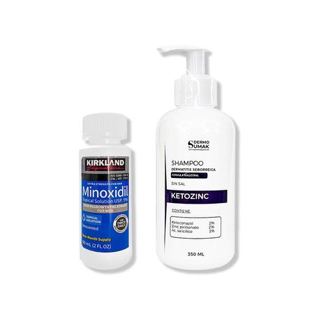 Minoxidil Liquido 60Ml + Shampoo Ketozinc Cabello Graso 350Ml