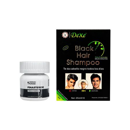 Capsulas Finasteride 1Mg + Shampoo Cubre Canas Negro Dexe