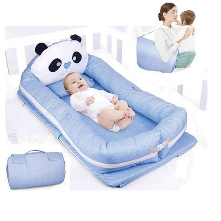 Cama Cuna Portátil Multifunción Panda Azul