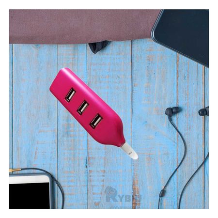 Hub con 4 Puertos Usb 2.0 en Tono Fucsia Y+Stickers