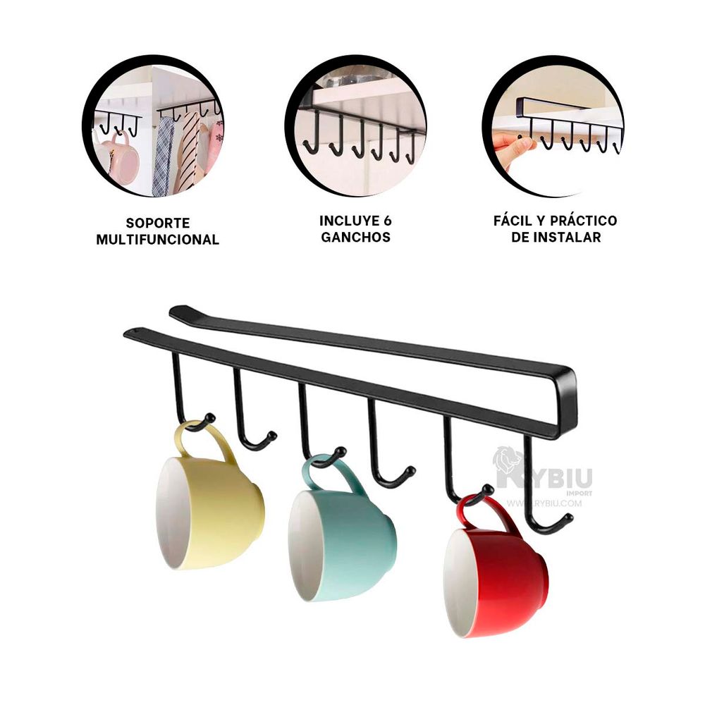 Ganchero para Colgar Tazas en Tono Negro Y+Post-it adhesivos | plazaVea ...