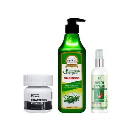 Capsulas Finasteride 1Mg + Shampoo Romero 520Ml + Tónico Capilar