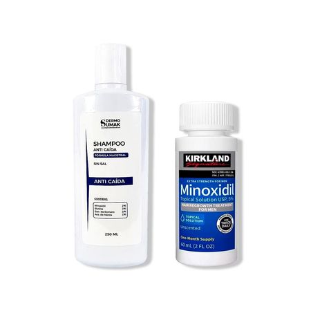 Shampoo Anticaida Sin Sal 250Ml + Minoxidil Liquido Kirkland 60Ml