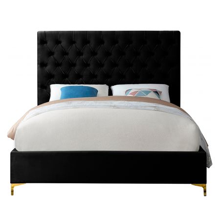 Cama Tapizada Capitoné LeMueble Adda Negro 1.5 Plz