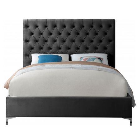 Cama Tapizada Capitoné LeMueble Abba Gris Oscuro 1.5