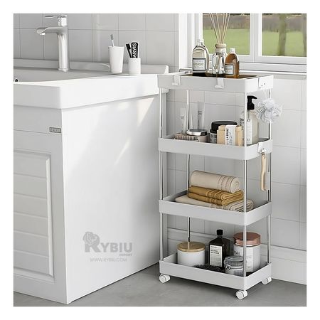 Estante de Cocina de 4 Niveles con Ruedas de Color Blanco