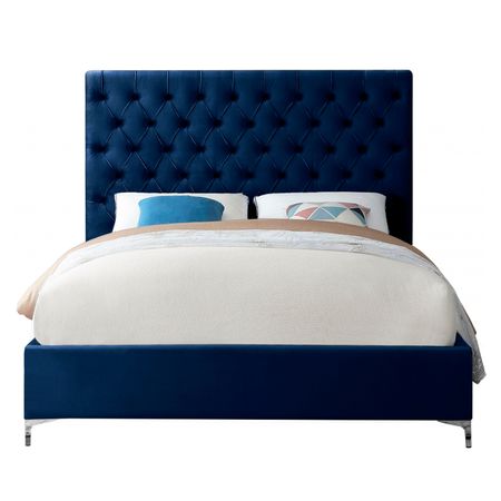 Cama Tapizada Capitoné LeMueble Abba Azul 2 plazas