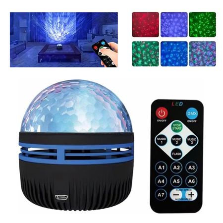 Mini Proyector Luces RGB Bola USB Psicodelica discoteca + Control