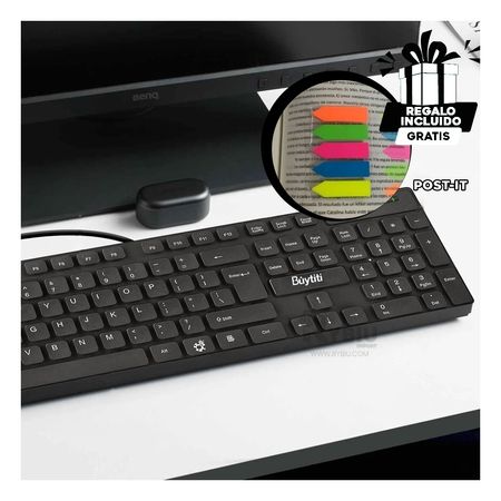 Teclado Buytiti Ergonomico con Cable USB en Color Negro