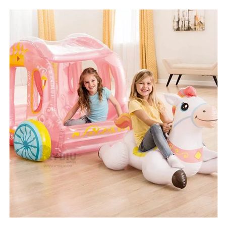 Carruaje de Princesa con Caballo para Niñas de Color Rosado