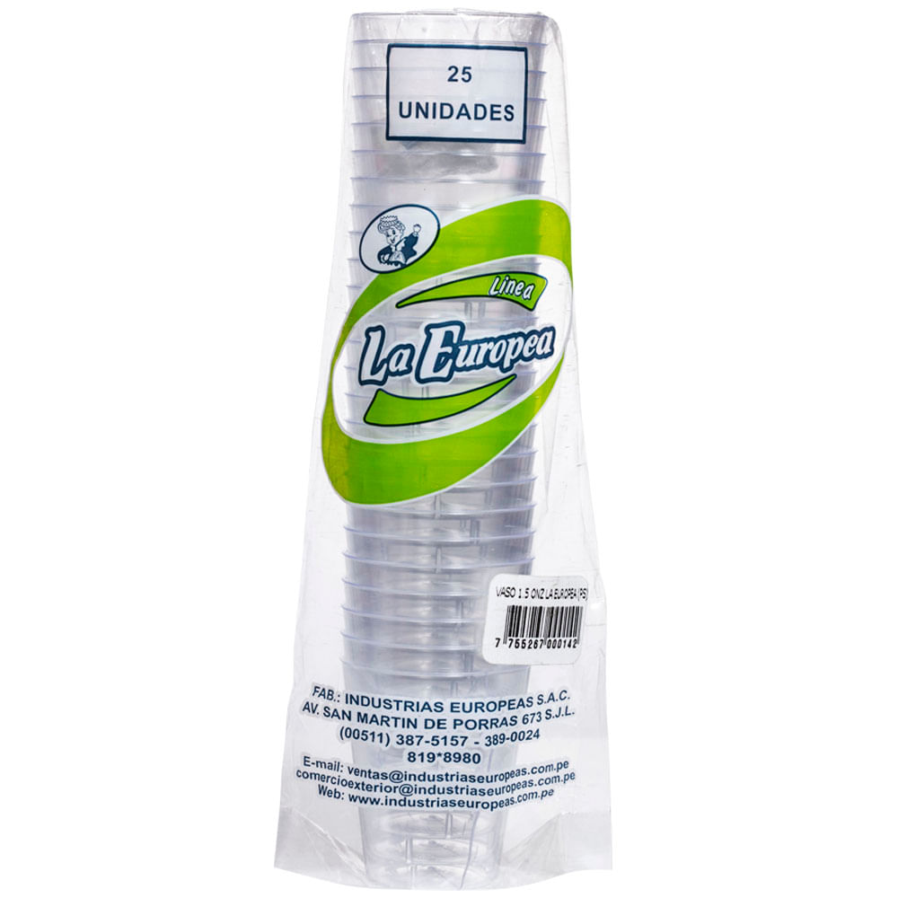 Vaso LA EUROPEA 1 1/2 Oz Transparente 45x45x20mm