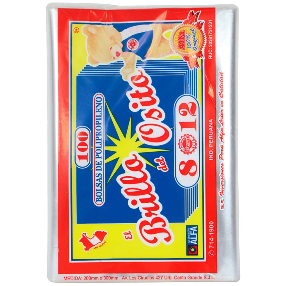 Brillo del Osito ALFA Bolsa 8 12 C/100 206x145x10mm