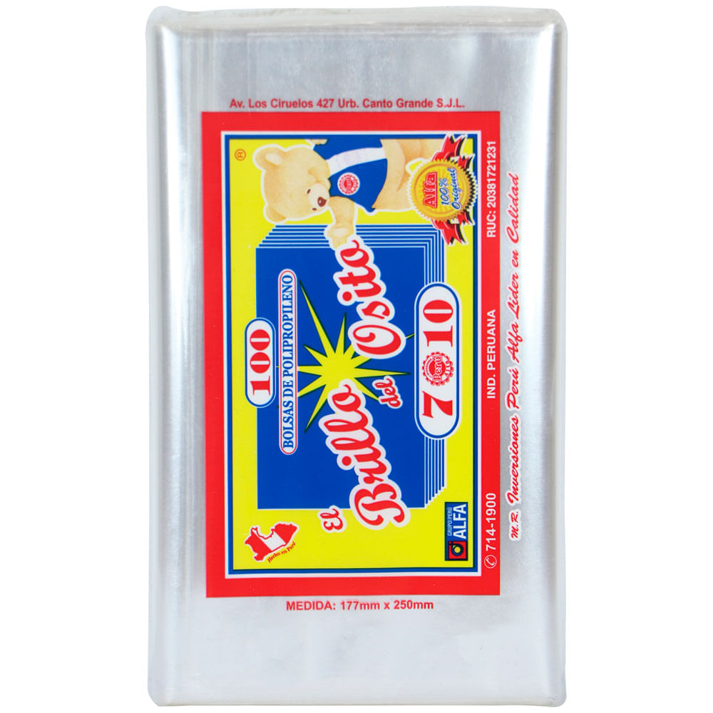 Brillo del Osito ALFA Bolsa 7 10 C/100 180x115x10mm