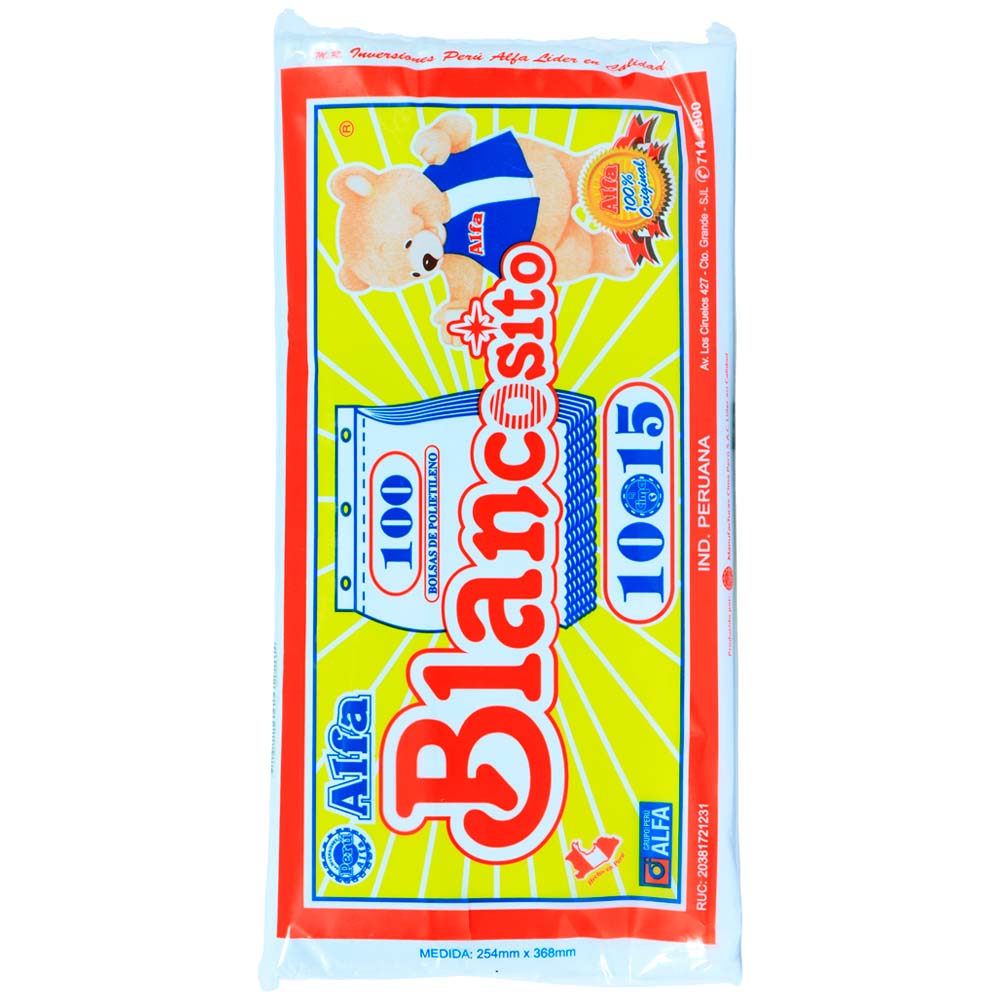 Blancosito ALFA Bolsa 10 15 Cheq C/100 260x130x20mm