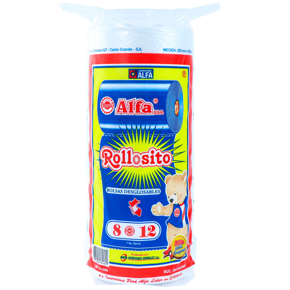 Rollosito ALFA Bolsa en Rollo 8 12 AD 203x92x10mm