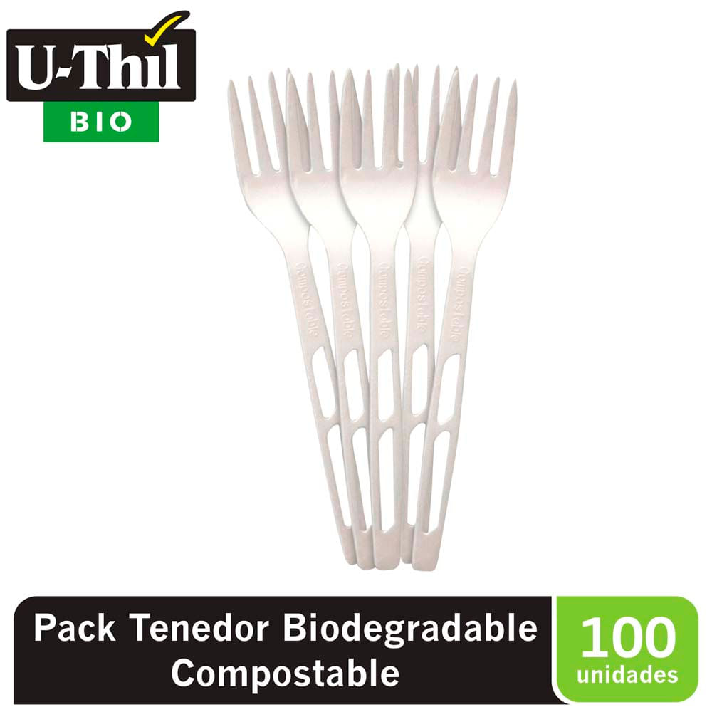Tenedor Biodegradable Compostable U-THIL 100un