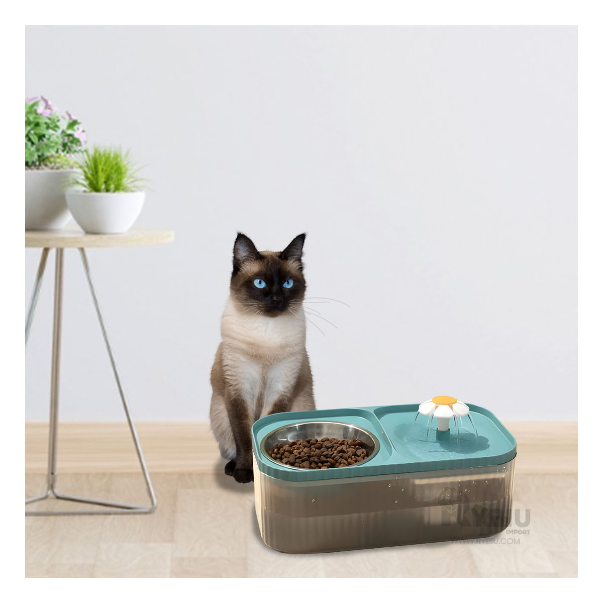 Plato con Dos Fuentes para Gato Celeste Y+Post-it Adhesivos