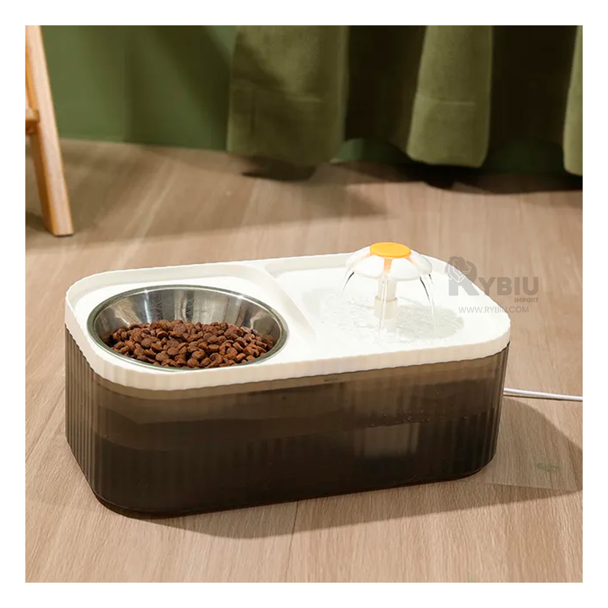 Fuente Compacta para Gatos en Color Blanco Y+Stickers