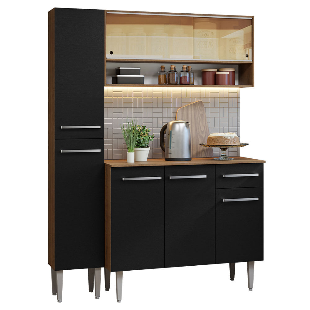 Mueble de Cocina Integral Emilly 137 cm Marrón/Negro 09