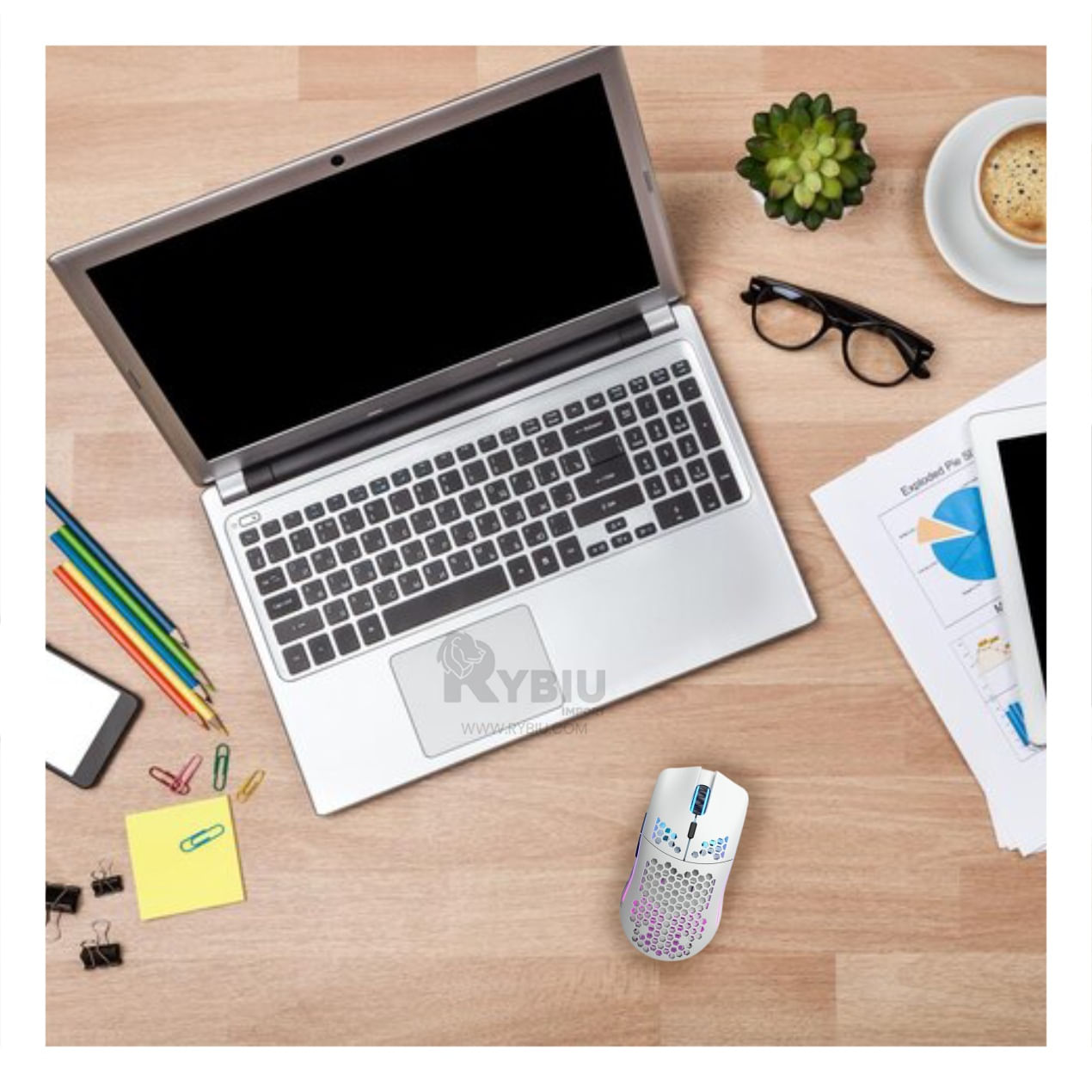 Mouse Inalambrico de Diseño Ligero Blanco Y+Papel de Regalo