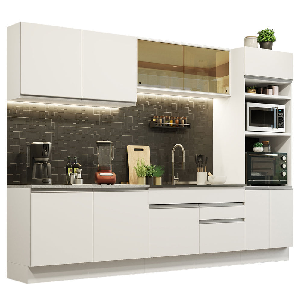 Mueble de Cocina Integral Glamy 310 cm Blanco 01