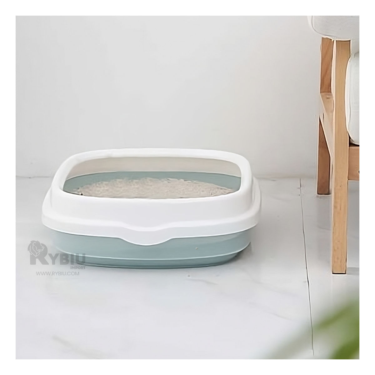 Arenero para Gato Pet 48x40x12.5 Verde Y+Papel de Regalo