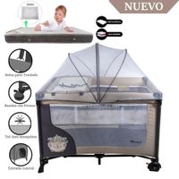 Cuna Corral Ebaby con Cambiador Happy Dream Beige -Colchón