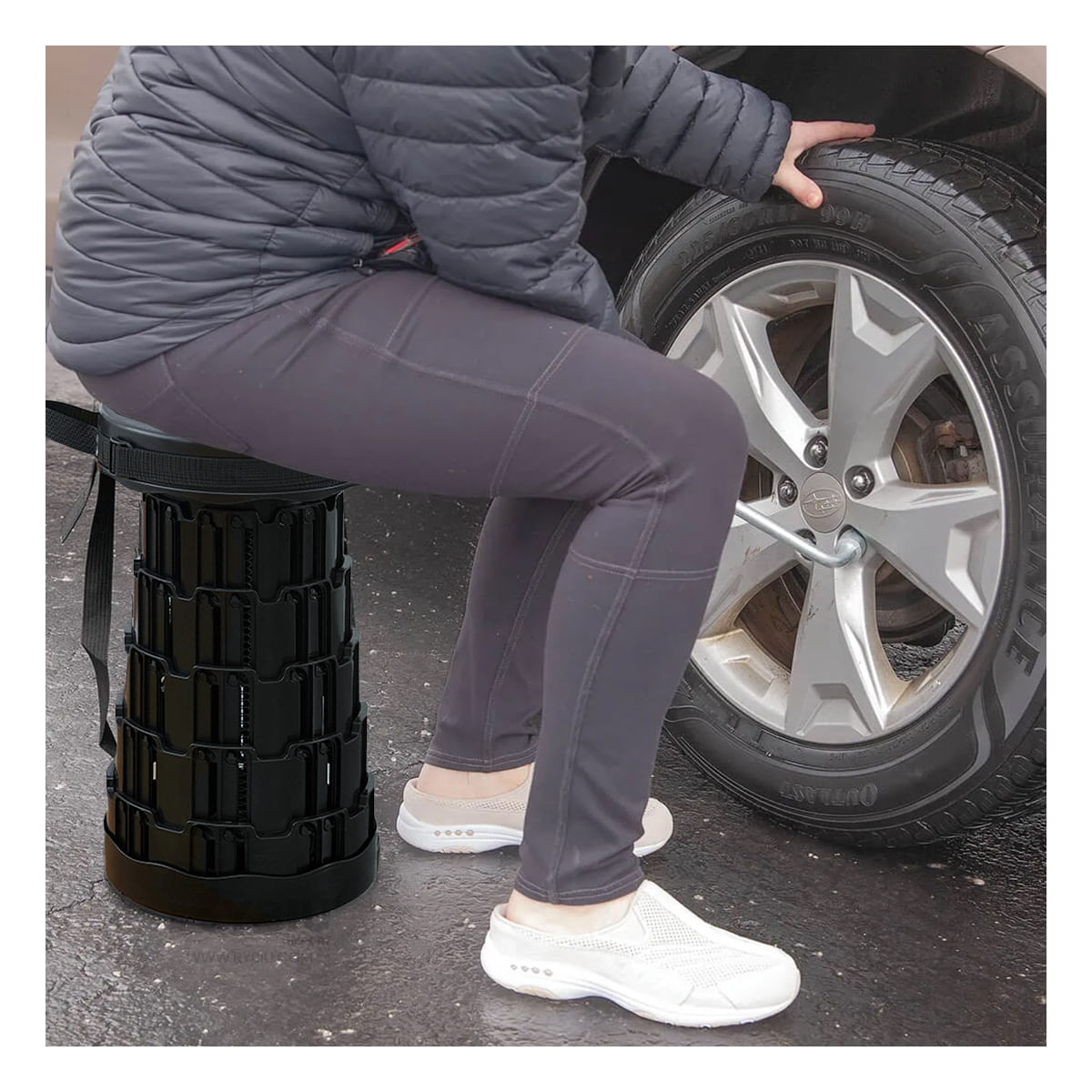 Silla Resistente Plegable 2 Seguros Portatiles de Negro