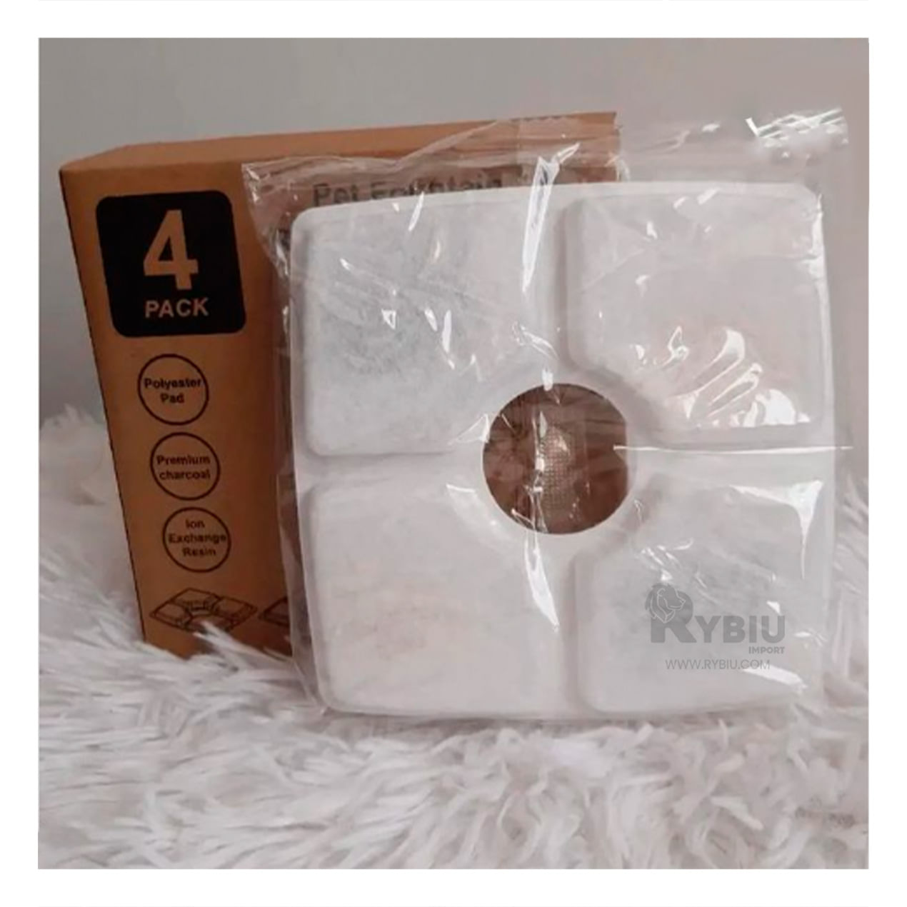 Set de Repuesto de Fuente de Agua de Gatos Blanco Y+Stickers