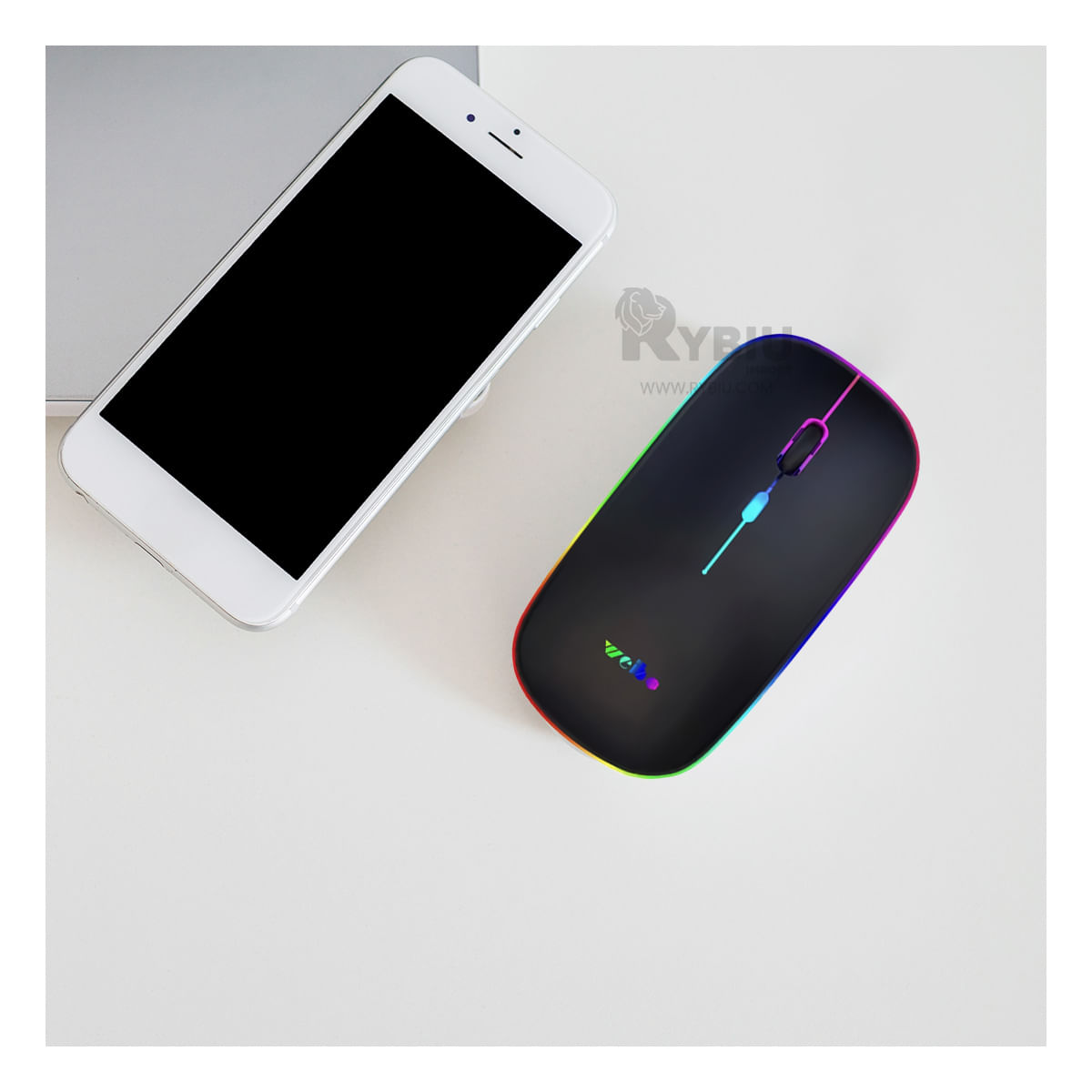 Mouse con Durabildad de Carga de Negro Y+Stickers