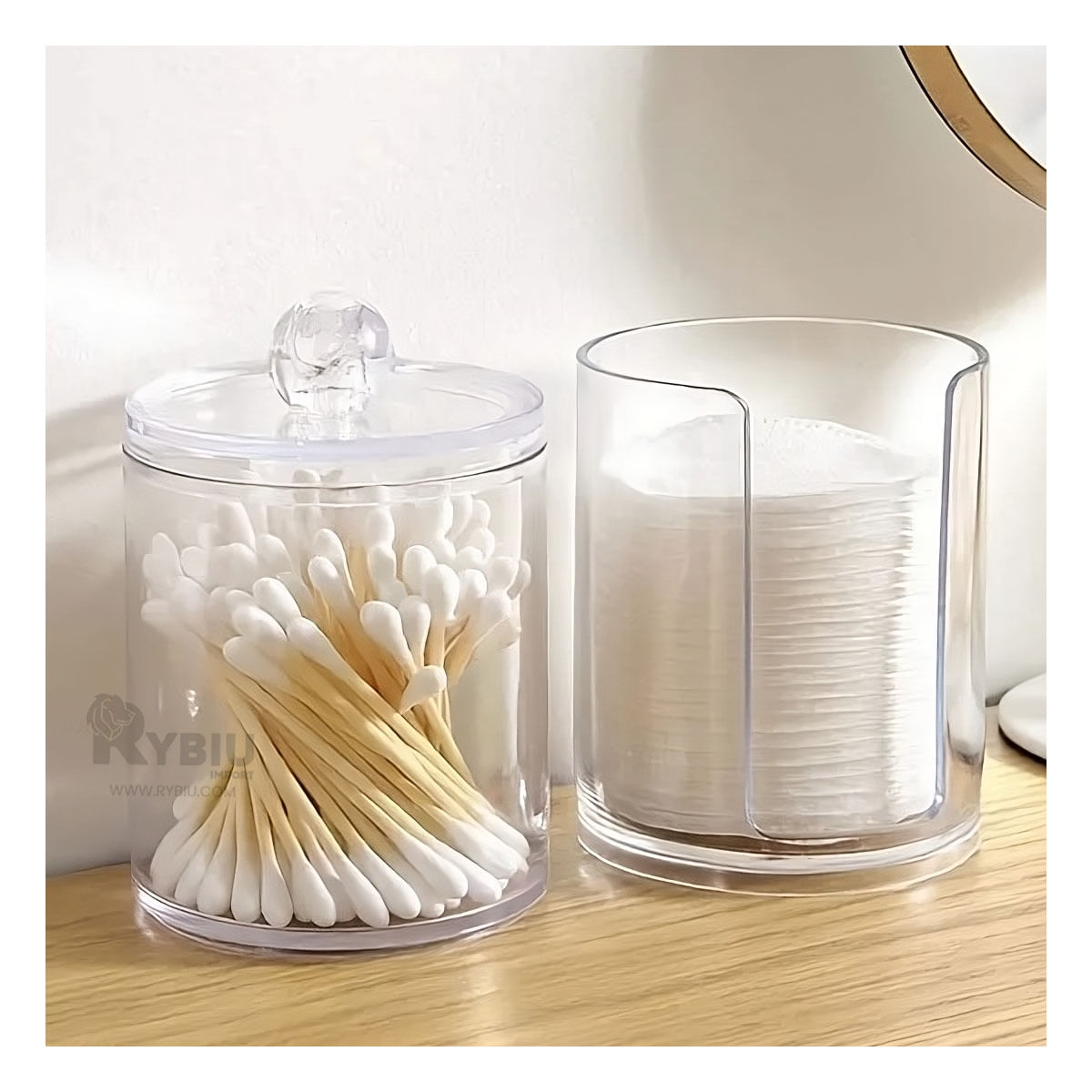 Dispensador Doble De Acrilico de Hisopos y Algodon