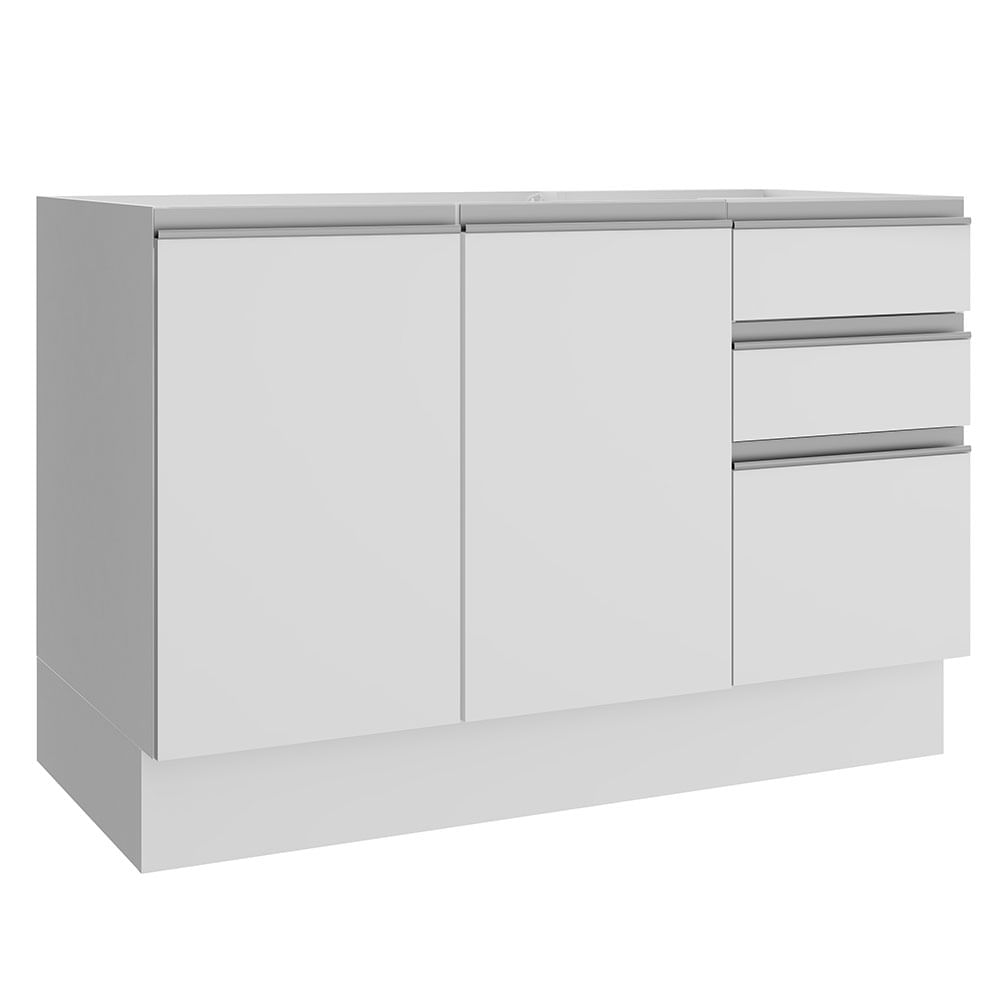 Mueble de Cocina 2 Puertas 3 Cajones Glamy 120 cm Blanco