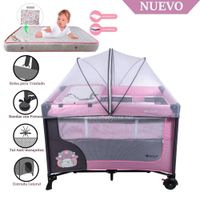 Cuna Corral Ebaby con Cambiador Happy Dream Rosado-Colchón