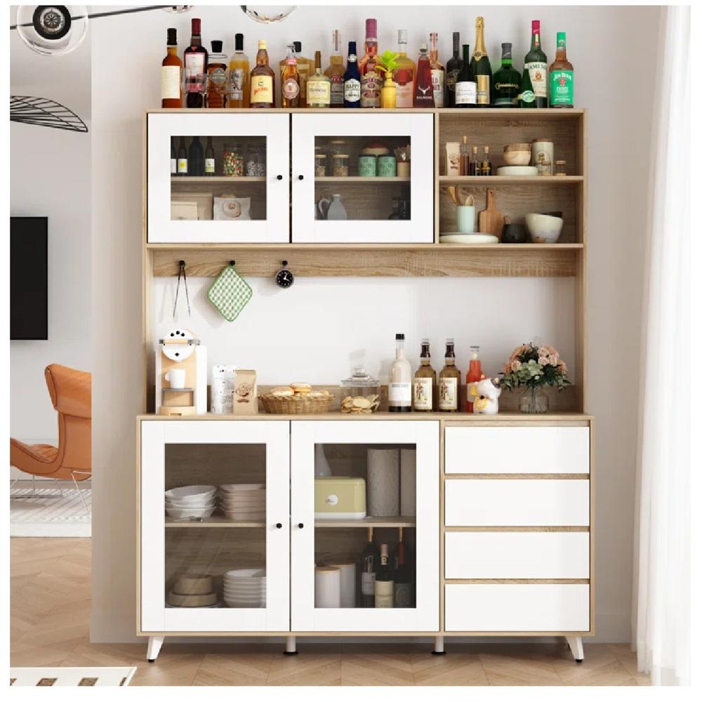 Alacena Moderna TU MESITA Maretto Melamina 18mm color Blanco/Marrón 4 puertas 4 cajones