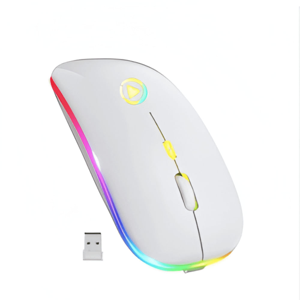 Mouse Inalambrico Recargable RGB Blanco