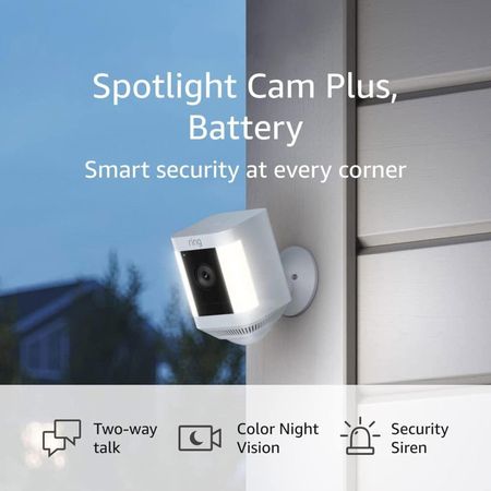 Ring Spotlight Cam Plus Batería, visión nocturna y sirena de seguridad Blanco