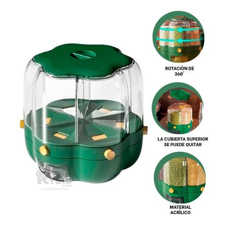 Dispensador Funcional Movil de 6kg Verde Y+Papel de Regalo