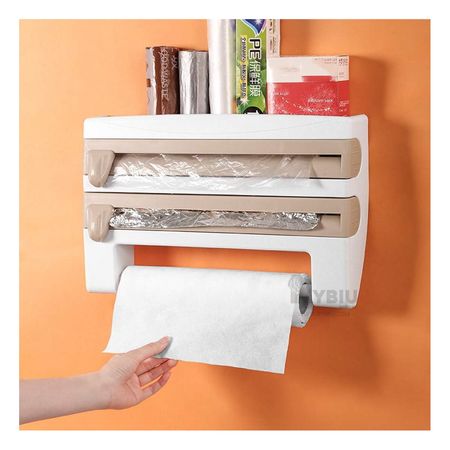 Dispensador Doble para Papel Aluminio y Toalla Color Beige