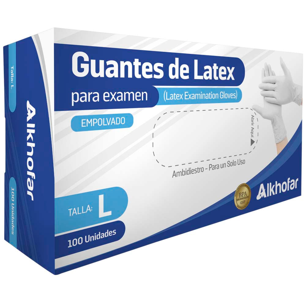 Guantes De Latex C/Polvo X 100 T-L ALKHOFAR